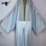 WINYI 2023 Women Bohemian Gold Thread Monochrome Elegant Casual Dress African Cardigans Outerwear For Women Summer Sexy Kimono