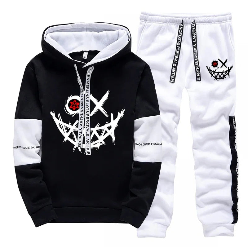 Hot Sales Mens Tracksuit Printed Single Piece Sweatshirts Sweatpants Casual Hoodie Pants Outdoors Mens Clothing Funny Streetwear