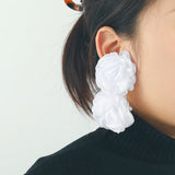 Chiffon flower multi-layer earrings, summer beach vacation style exaggerated earrings design, light luxury, niche