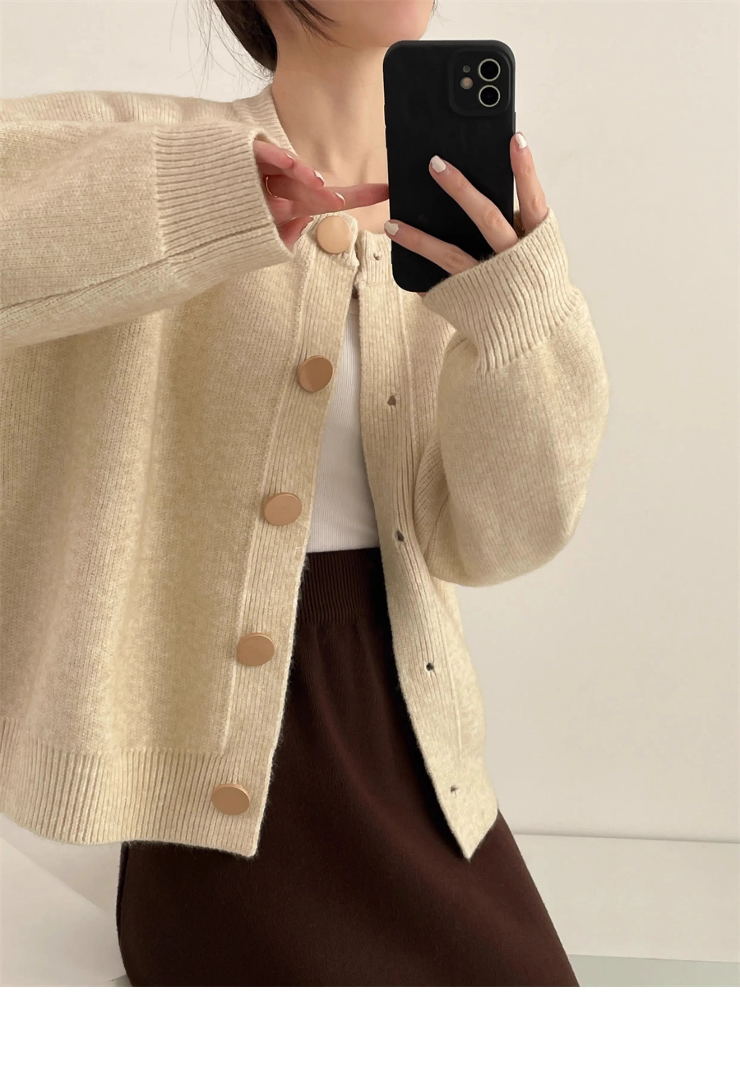 AOSSVIAO Women Cardigans Sweater O-neck Autumn Winter Knitted Loose Cardigans Solid Single Breasted Womens Sweaters
