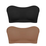 Women's Sexy Strapless Push Up Bra Removable Padded Seamless Ice Silk Top Women Invisible Beauty Back Anti-slip Off-shoulder Bra