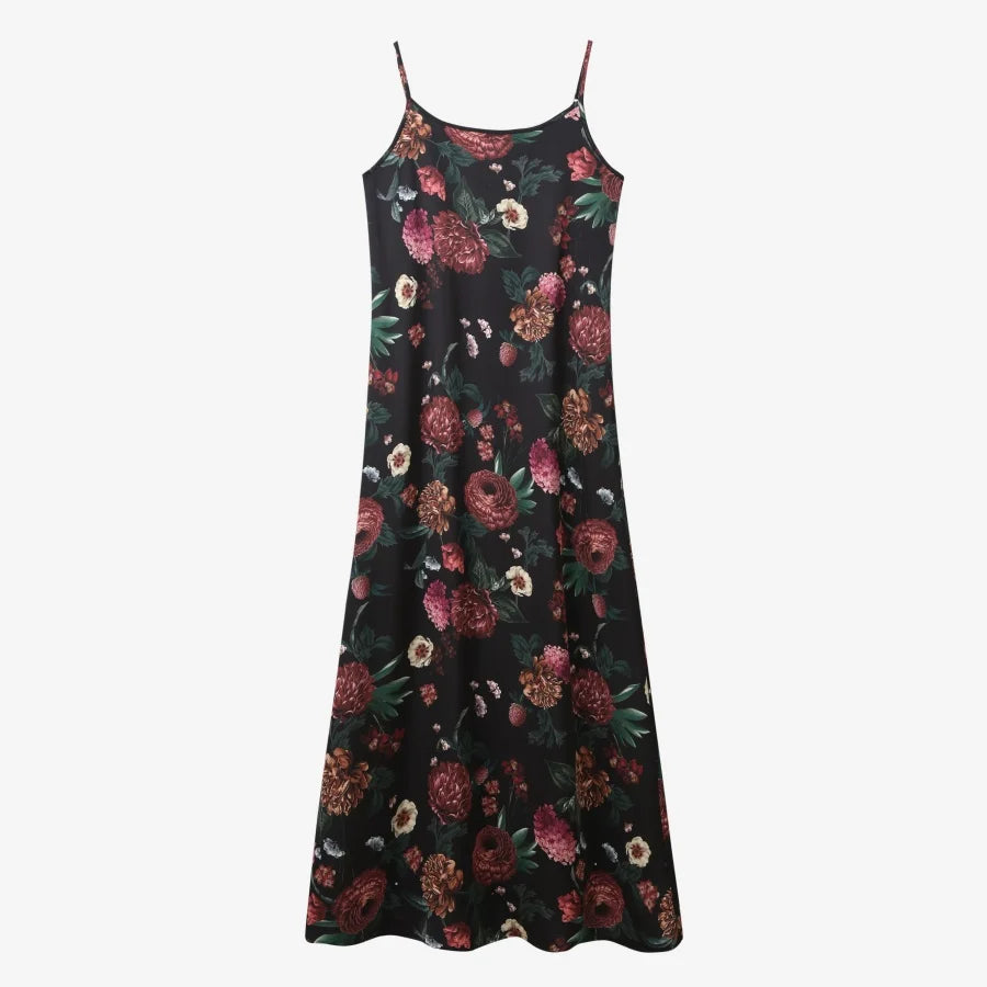 AS AW25 elegance slip satin dress + knitting cross top +mockneck woman clothing set adjustable maxi floor length