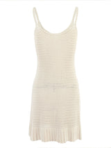 Sexy Crochet Halter V Neck Chic Ruffle Knit Beach Mini Dress 2026 Women Comfy Swimsuit Cover Up Seaside Holiday Club Dresses K58