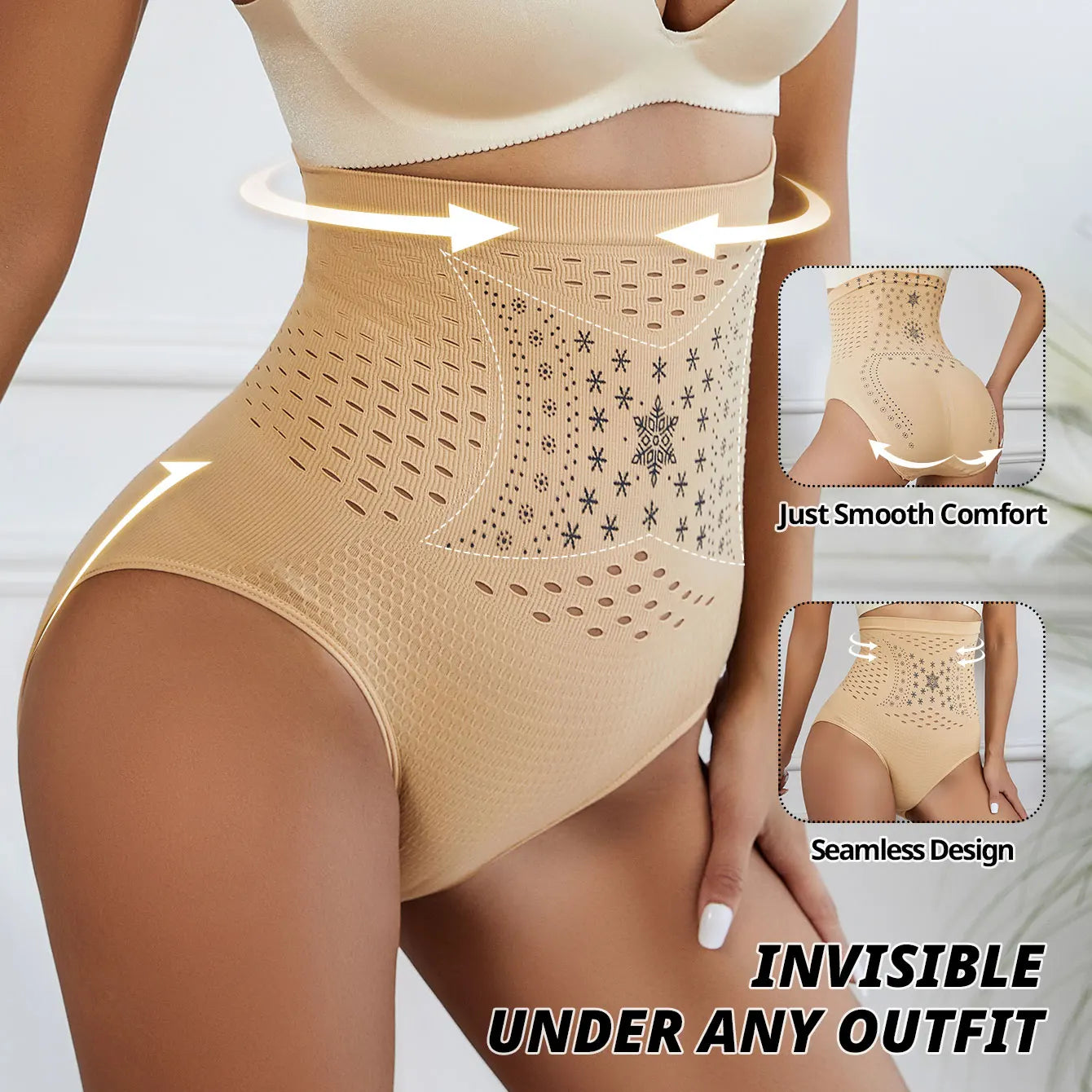 Seamless Restoration Shaper Brief Women Tummy Control Shapewear Hollow Out Fat Burning Slimming High Waist Underwear Panties