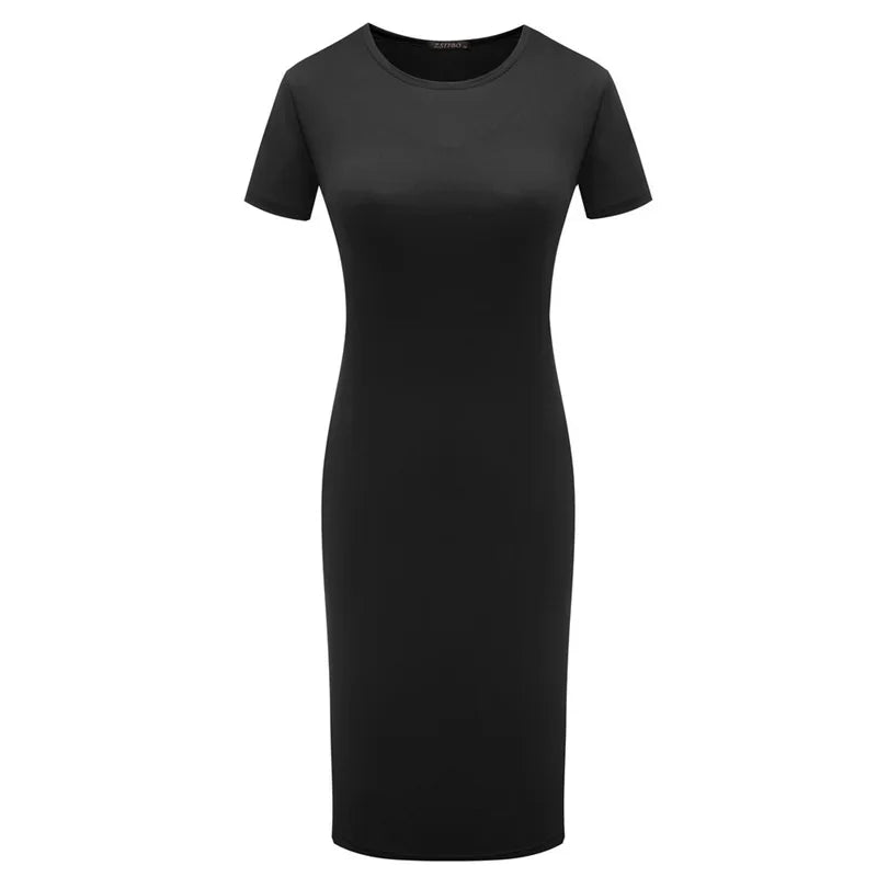 Summer Women Dresses Knee-Length Shinny Casual Short Sleeve Bandage Bodycon Sheath Dress Vestidos