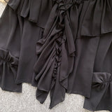SINGREINY Chic Ruffles Splice Chiffon Blouse V Neck Flared Sleeve Loose Tops 2025 Fashion Solid Fairycore Vacation Women Shirt
