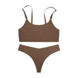 2026 Hot Sale High Quality Latest Design Us Size Stylish Solid Ice Silk Seamless Wireless Bras And Women Underwear Set
