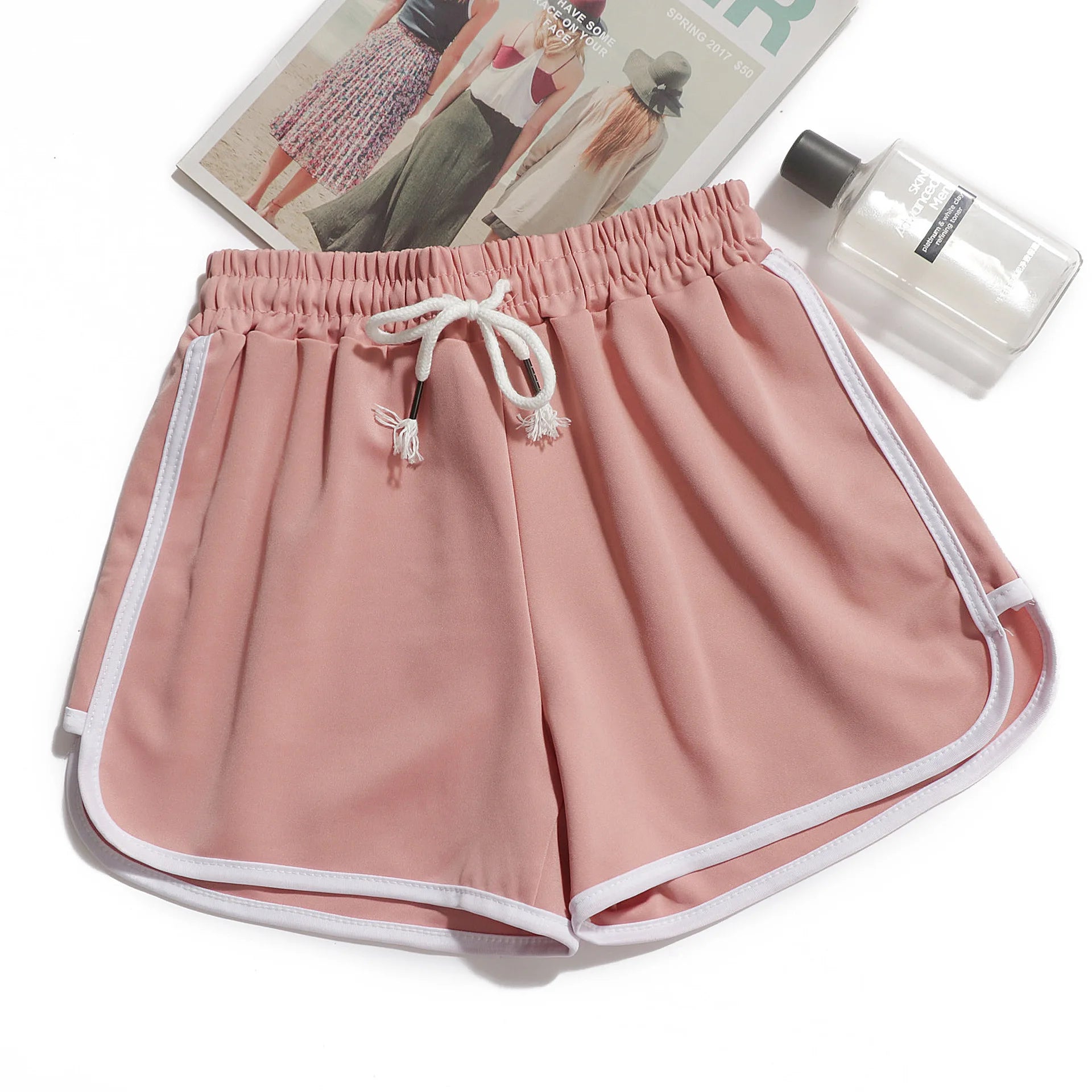 Women yoga Shorts Summer outer wear mid-waist casual loose straight pants lady stylish thin breathable wide leg gym short pants