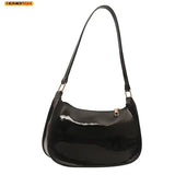 HOMEFISH PU Leather Underarm Bag Solid Color Women Fashion Daily Commuter Shoulder Bag Versatile Mini Handbag for Shopping