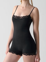 Summer Hot Girl Lace Edge Shoulder Strap Adjustable Jumpsuit Tight Fitting Vest Bodysuits Women's Sports Yoga Shapewear Camisole