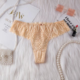 Hollow Out Lace Sexy Girls G String Panties Women Briefs Transparent Thong Thin Underwear Female Low Waist Lingerie Size S-XL