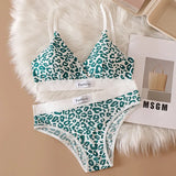 1/3/8Pcs Seamless Bra Set Low Waist Panties Leopard Bralette Sexy Lingerie Set Vneck Sport Brassiere Female Cotton Underwear Set
