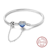 Bracelet Original 925 Sterling Silver Charm Bracelet 17-20CM Love Heart Pave Zirconia Bracelet for Women DIY Charm Jewelry Gifts