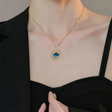 Stainless Steel Clavicle Chain Exquisite Starry Sky Planet Light Luxurious Temperament Gorgeous Necklace Star and Moon Versatile