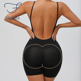 Flarixa Women's Low Back Seamless Bodysuit Tummy Control Hip Lifter Full Body Shaper Backless Shapewear Jumpsuit Slim Corset
