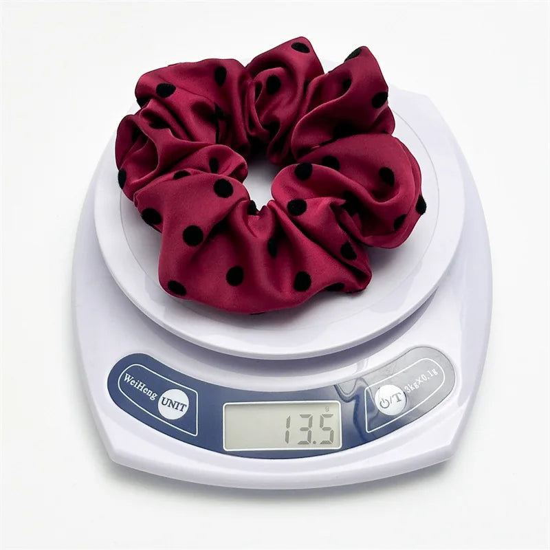 Korean Women Hair Simple Satin Scrunchies Wave Point Hair Band For Girls Ponytail Holder Rubber Bands Hair Ties Hair Accessories