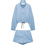 HH Woman Autumn Long Sleeves Turtleneck Zipper With Pockets Drawstring Casual Coats Women Fashion Polka Dot Printed Jacket