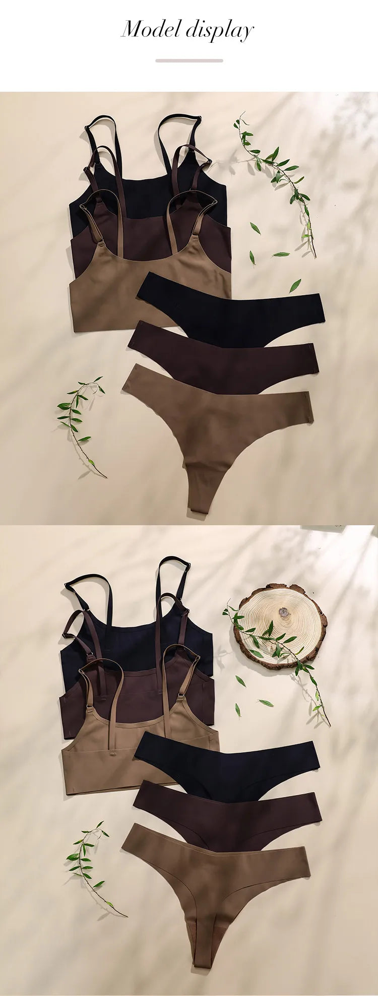 2026 Hot Sale High Quality Latest Design Us Size Stylish Solid Ice Silk Seamless Wireless Bras And Women Underwear Set
