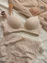 Teenage Sexy Lace Floral Bra Set Comfortable Non-steel Ring Beauty Back Small Breasts Gathered up Support Anti-Sagging Bra Set