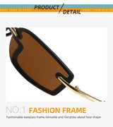 Rimless Y2K Style Sunglasses Rectangle Fashion Popular Women Men Shades Square Sun Glasses for Female Male Glasses Metal Frame