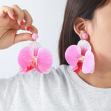 Chiffon flower multi-layer earrings, summer beach vacation style exaggerated earrings design, light luxury, niche