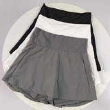 Women's High Waisted Cooling Ice Silk Skort - Quick-Dry, Anti-Exposure, Side Pockets, UV Protection for Yoga Running Fitness