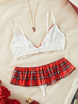 Naughty Sexy Sailor Lingerie Set, Schoolgirl Cosplay Costume 3 Piece Bikini Outfit for Roleplay Halloween Bachelorette Party