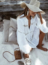 New Cover-ups 2023 Sexy V-neck Summer Beach Dress Tunic Women Casual Beachwear Swimsuit Cover Up Sarong Plage N771