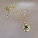 Stainless Steel Clavicle Chain Exquisite Starry Sky Planet Light Luxurious Temperament Gorgeous Necklace Star and Moon Versatile