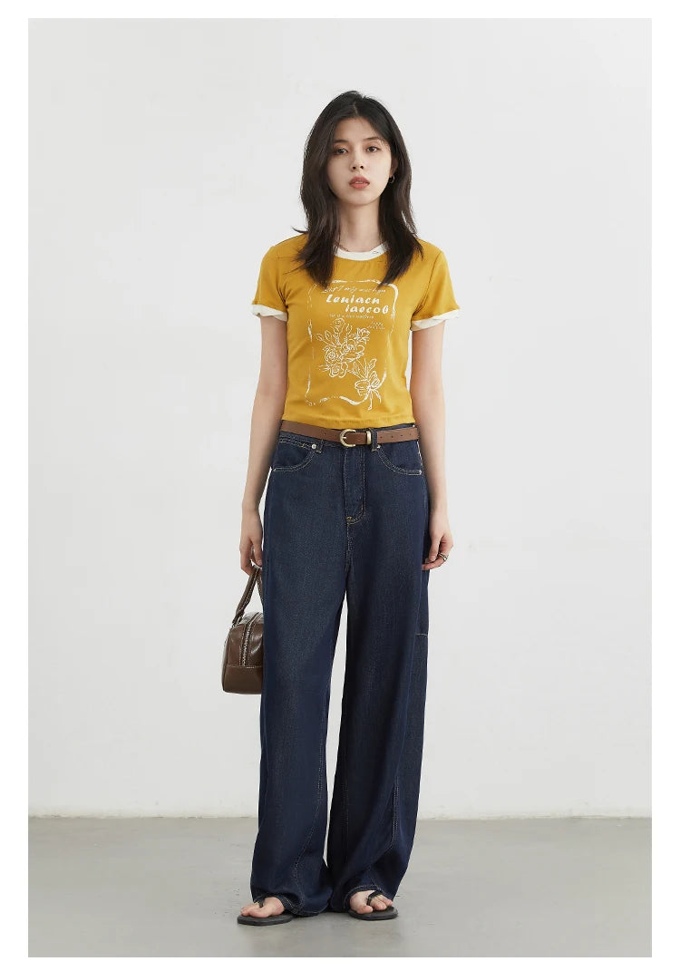 CHIC VEN Women's Jeans Loose Casual New High Waist Split Female Wide Leg Denim Pants  Spring Autumn 2025