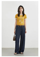 CHIC VEN Women's Jeans Loose Casual New High Waist Split Female Wide Leg Denim Pants  Spring Autumn 2025