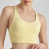 Solid Color Women Cross back Fitness sport Bra High strength Tight Top Comprehensive Training Gym Yoga Underwear With Chest Pad