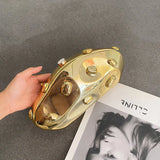 Acrylic Shell Shape Clutch Bag Gold Silver Blue Women Evening Party Cute Metal Shiny Purse Handbag 2025 Wholesale Clutch Bags