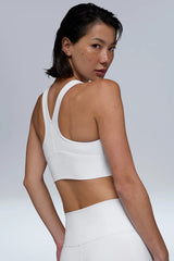 Woman's Sports Top Pleated Design Decorate Body Shape Removable Padding Seamless Yoga Tank Lady's Sexy Lingerie Bra