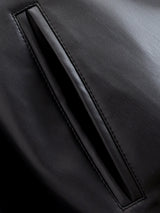 HH Women Fashion Black Short Faux Leather Trench Coat Long Sleeve Lapel Jacket With Belt Vintage Lady Motorcycle Jacket Outwear