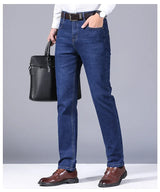 Men Fashion Straight Jeans Men 2026 New Stretch Slim Fit Pants Comfortable Soft Business Denim Trousers Male Brand Clothing