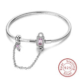 Bracelet Original 925 Sterling Silver Charm Bracelet 17-20CM Love Heart Pave Zirconia Bracelet for Women DIY Charm Jewelry Gifts