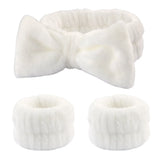 Women's Soft Coral Fleece Headband Wide Bow Hair Band Wristband for Skincare Face Washing Hair Accessories