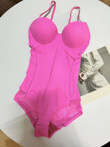 Women Seamless Lace Shapewear Bodysuit with Bra Postpartum Tummy Control Push Up Body Shaper