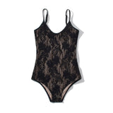Sexy See Through Lace With Lining Backless Spaghetti Strap Bodysuit Woman Sling Tight Short Jumpsuit Slim Fit Rompers Playsuits