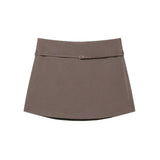 Women's Solid Color Skort with Belt Side Zipper Casual Shorts Skirts Fashionable And Stylish Women's Clothing