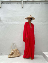 Solid Beach Cover Up Women Self Belted Wrap Kimono Dress Swimsuit 2025 New Robe Summer Beachwear Factory Supply