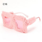 Y2K Oversized Plush Sunglasses Style Soft Fluffy Winter Shades Party Christmas Halloween Cosplay Novelty Glasses for Women