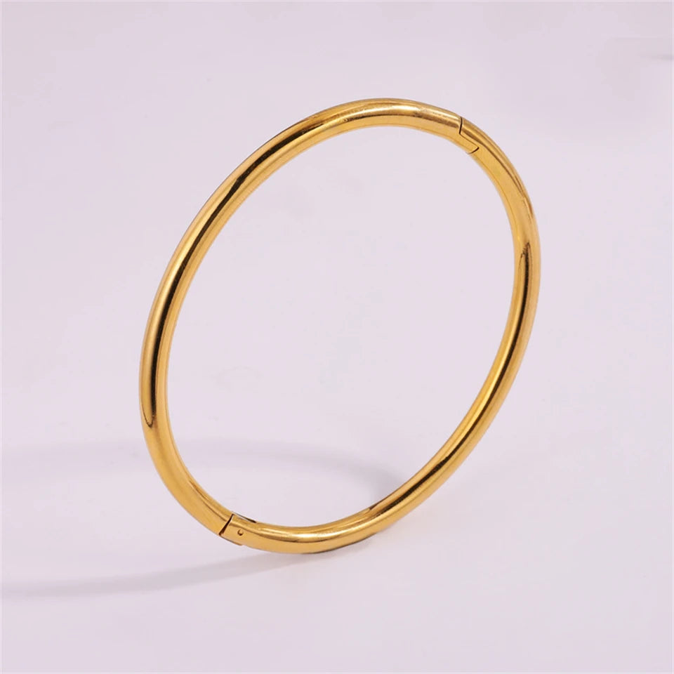 1 PCs Light Luxury Temperament Stainless Steel Gold And Silver Does Not Fade Simple Plain Face Bracelet