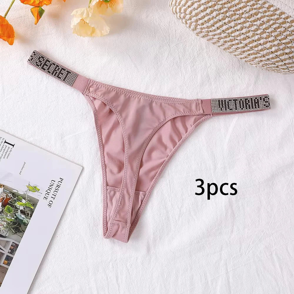 3PCS Victoria's Secret Lace Thongs Woman Comfortable Breathable Panty High Waist Women Underwear Sexy Lingerie Panties Seamless