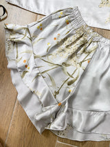 Elegant Floral Print Cami Tops Ruffle Hem Shorts Pajama Set  Women's Sleepwear Loungewear