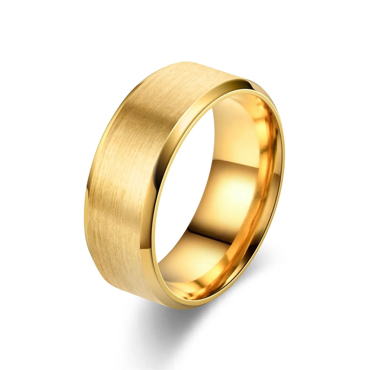 8MM Classic Stainless Steel Ring For Men Women 7 Color Double Inclined Plane Matte Wedding Band Couples Rings Fashion Jewelry