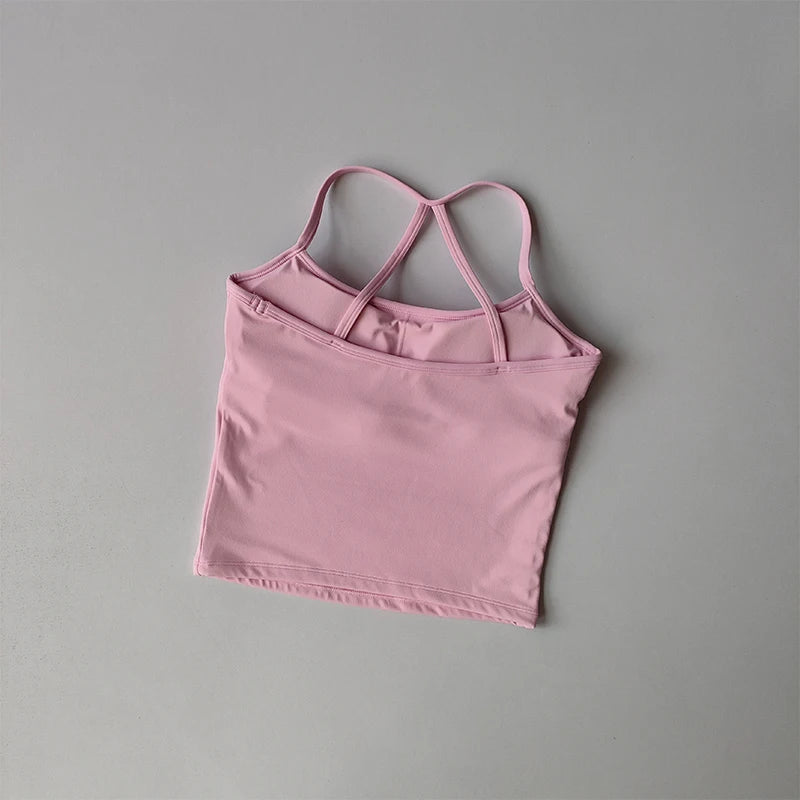 Seamless Nude Sports Bra Scrunch Push-up High Support Adjustable Thin Shoulder Strap Yoga Tank Top Women's Fitness Underwear Top