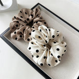 Korean Women Hair Simple Satin Scrunchies Wave Point Hair Band For Girls Ponytail Holder Rubber Bands Hair Ties Hair Accessories