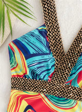 Vigoashely 2026 Sexy Print Strapped Swimwear Women Push UP One Piece Swimsuit Monokini Backless Hollow Summer Bathing Suit
